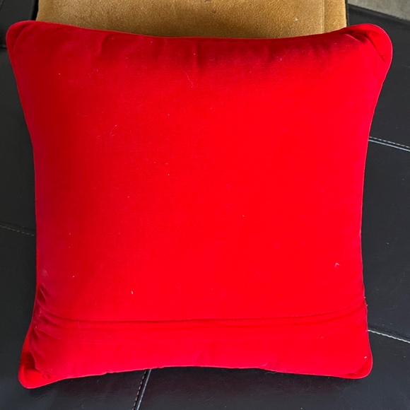 Christmas Angel Musical Instrument Pillow WOOL NEEDLEPOINT, RED velvet 14 x 14 - Picture 7 of 15